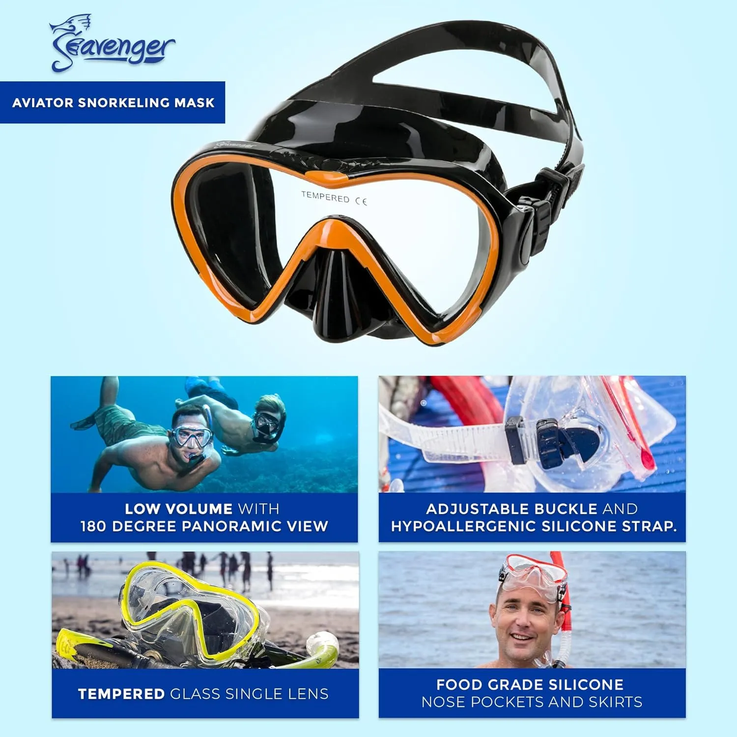 Seavenger Aviator Snorkeling Set with Gear Bag