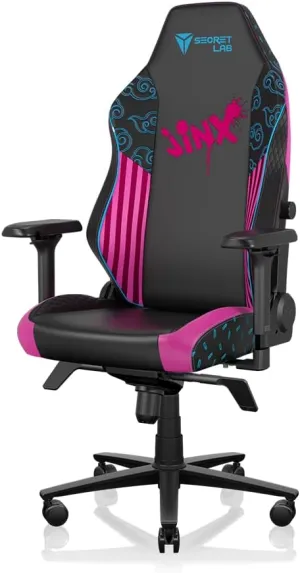 Secretlab Titan Evo Jinx Gaming Chair - Reclining - Ergonomic & Comfortable Computer Chair with 4D Armrests - Magnetic Head Pillow & 4-Way Lumbar Support - Black/Pink - Leatherette