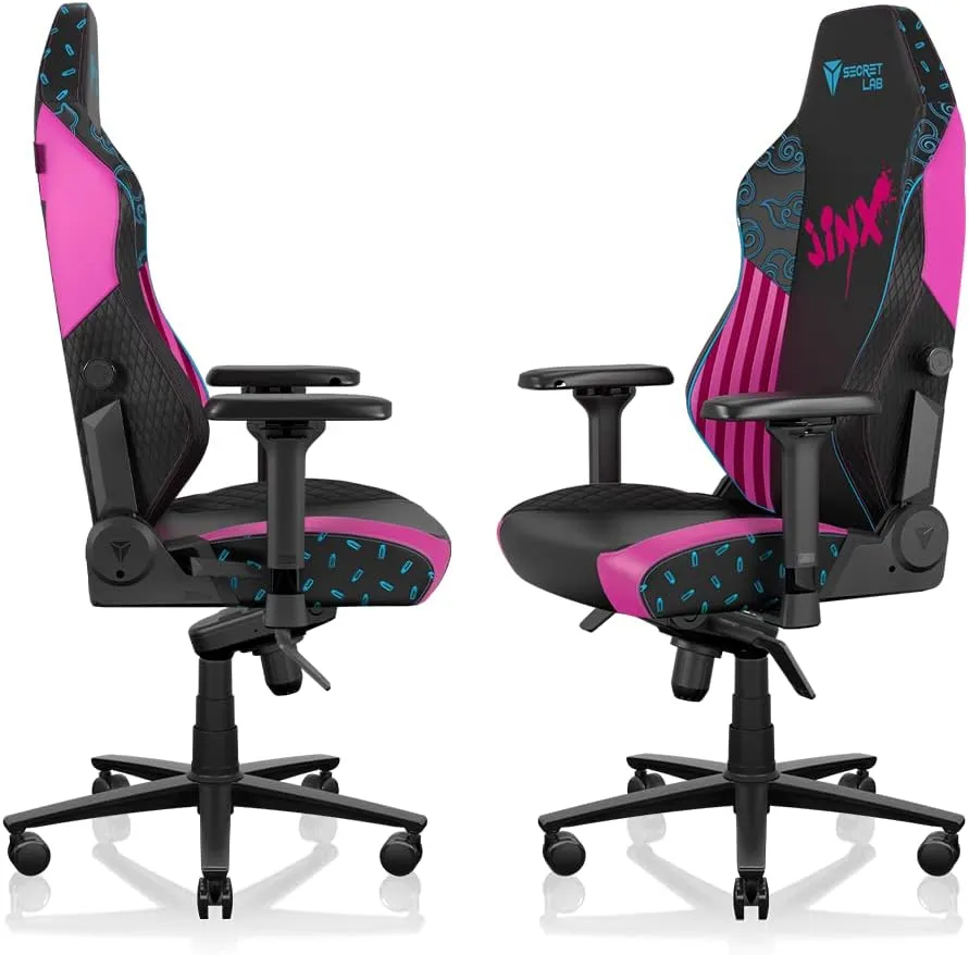 Secretlab Titan Evo Jinx Gaming Chair - Reclining - Ergonomic & Comfortable Computer Chair with 4D Armrests - Magnetic Head Pillow & 4-Way Lumbar Support - Black/Pink - Leatherette