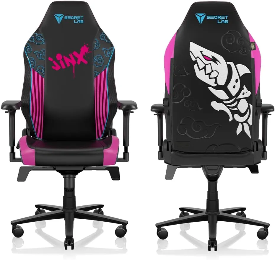 Secretlab Titan Evo Jinx Gaming Chair - Reclining - Ergonomic & Comfortable Computer Chair with 4D Armrests - Magnetic Head Pillow & 4-Way Lumbar Support - Black/Pink - Leatherette