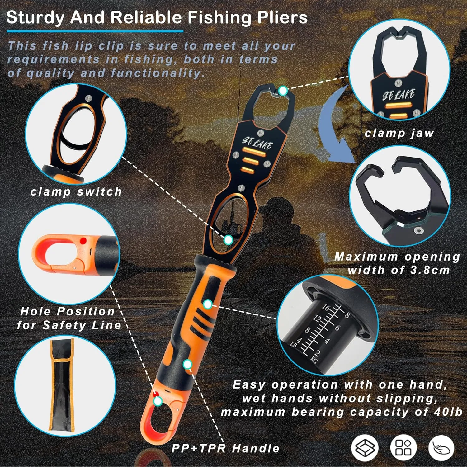 selake 7 PCS Fishing Tool Kit,Fishing Pliers,Fish Lip Grip Tool with Weight Scale,Super line Scissors,Fish Hook Remover,Complete Fishing Equipment or Fishing Gear - Best Gift for Men