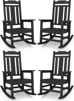 SERWALL Outdoor Rocking Chair Black Set of 4