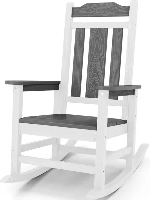 SERWALL Outdoor Rocking Chair Gray&White
