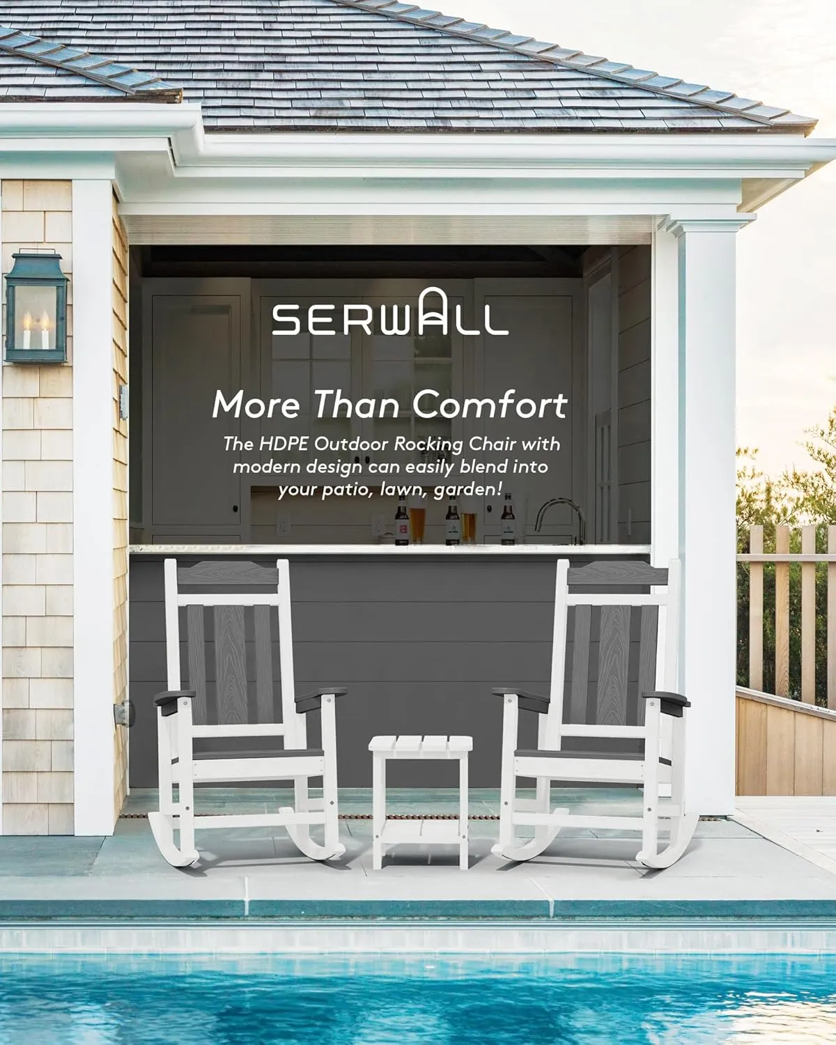 SERWALL Outdoor Rocking Chair Gray&White
