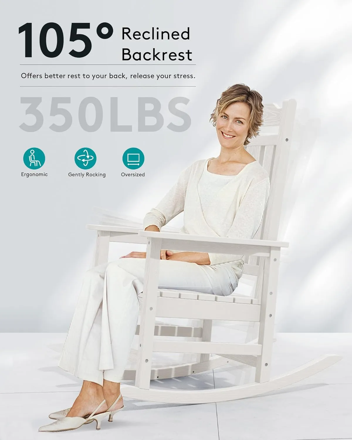 SERWALL Outdoor Rocking Chair White