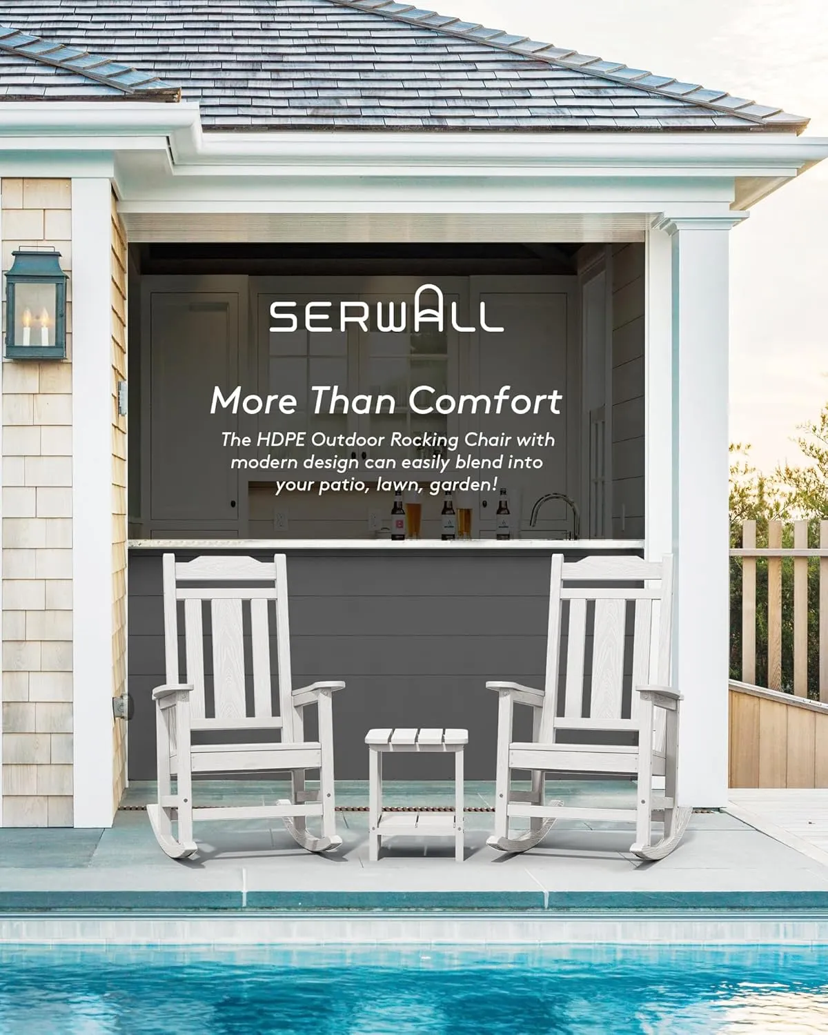 SERWALL Outdoor Rocking Chair White
