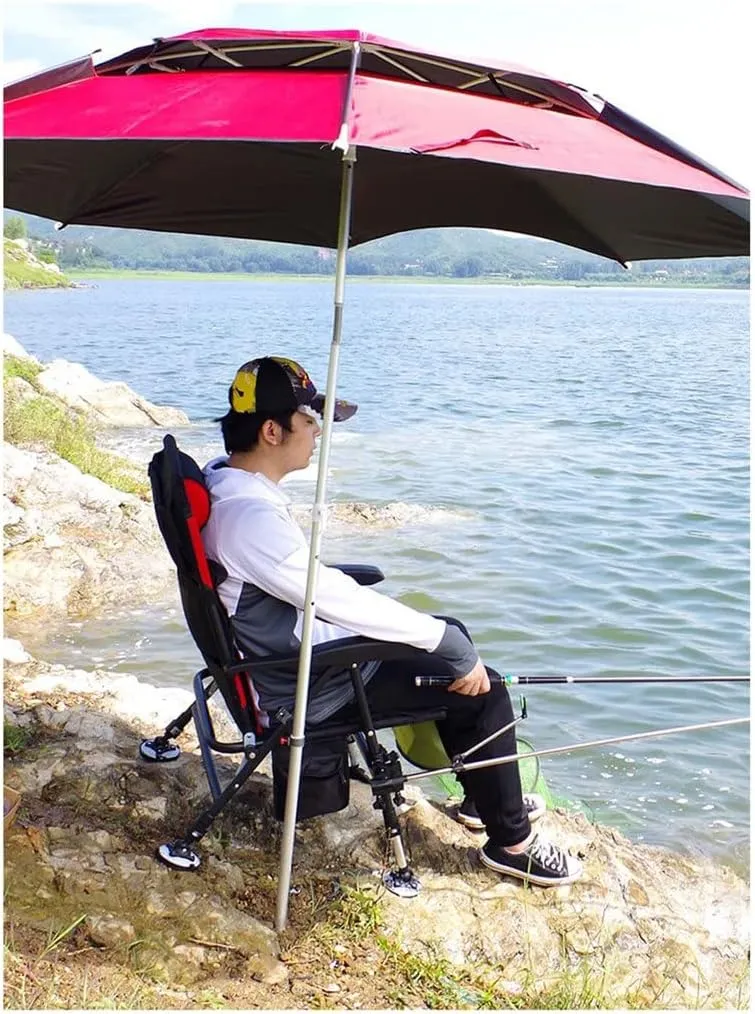 SEYFI Camping Chairs,Fishing Chair Outdoor Beach Chair Foldable Fishing Chair Recliner Four-Leg Adjustable Portable European Style Fishing Chair/Argento/Light Grey
