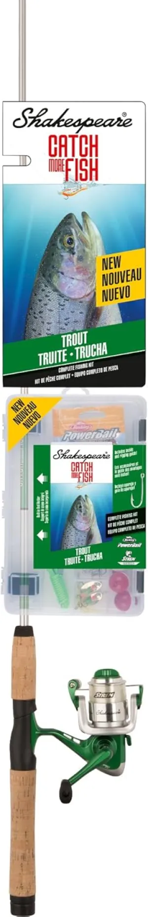 Shakespeare Catch More Fish Spinning Reel and Fishing Rod Combo with Kit