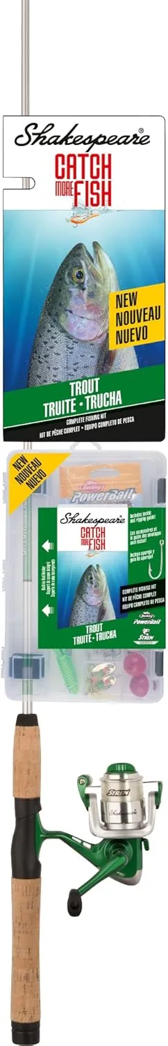 Shakespeare Catch More Fish Spinning Reel and Fishing Rod Combo with Kit