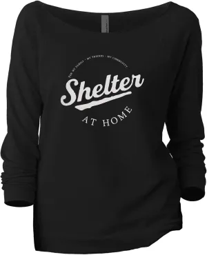 Shelter at Home Women's Fashion Slouchy 3/4 Sleeves Raglan Lightweight Sweatshirt