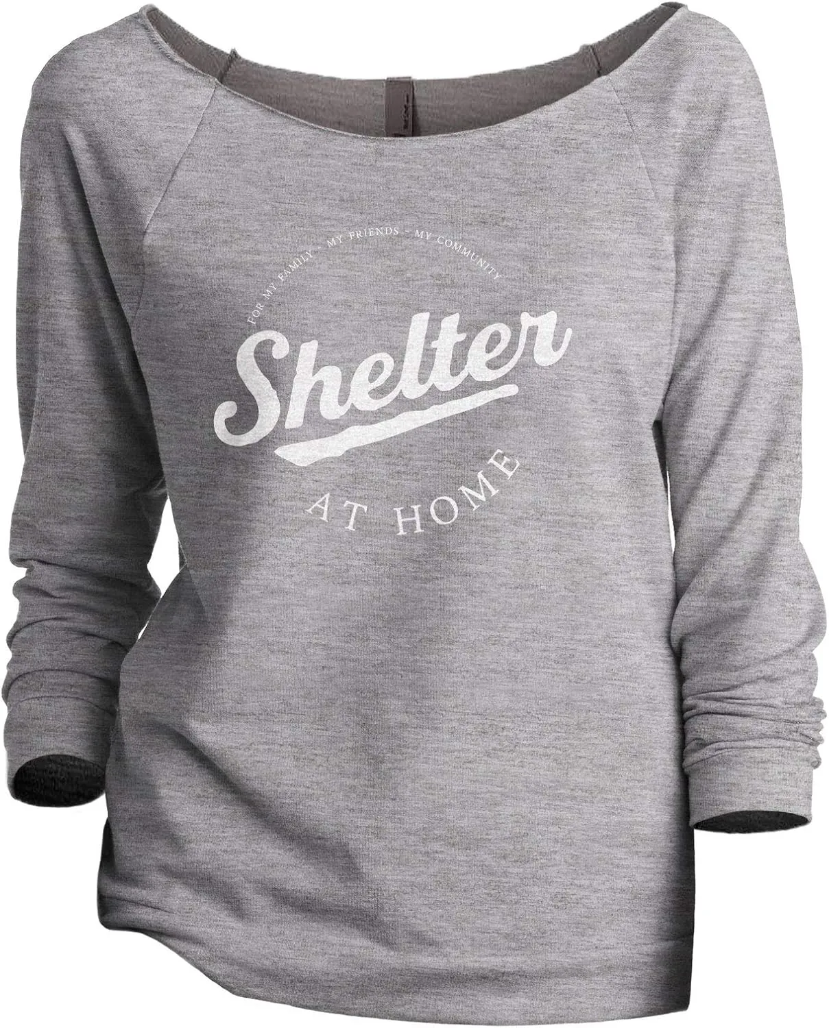 Shelter at Home Women's Fashion Slouchy 3/4 Sleeves Raglan Lightweight Sweatshirt