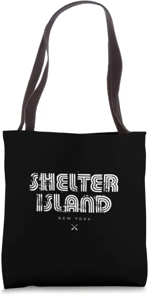 Shelter Island LI NY 70s 80s Retro Type Graphic Tote Bag