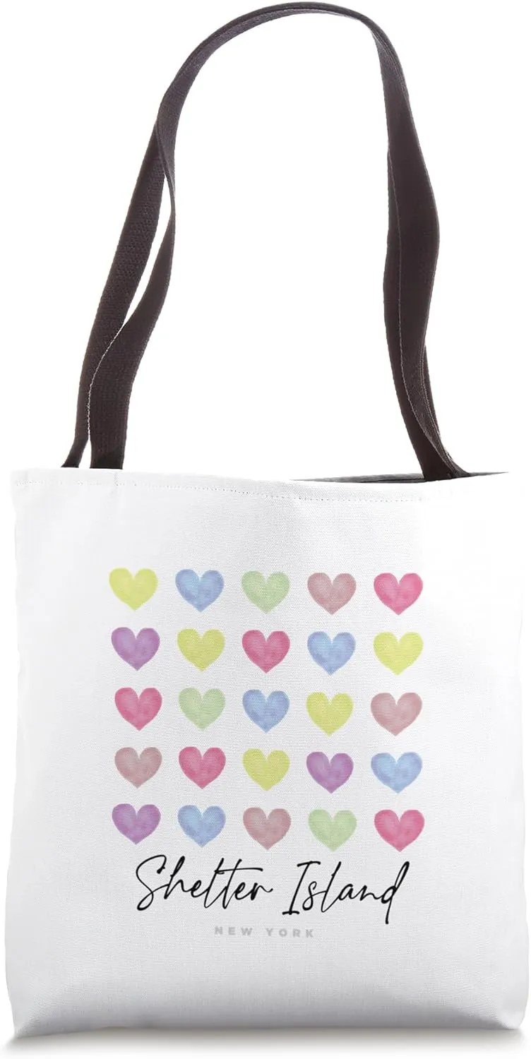 Shelter Island New York NY Hearts Graphic Tote Bag