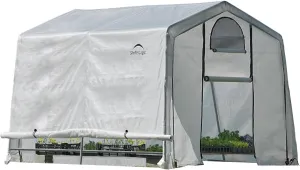ShelterLogic 10' x 10' GrowIT Greenhouse-in-a-Box Easy Flow Peak Roof Style Easy Access Outdoor Grow House with Translucent Waterproof Cover