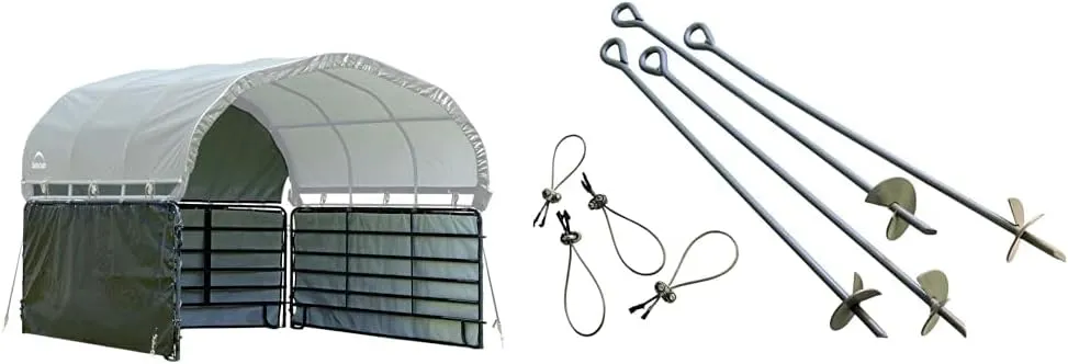 ShelterLogic 12’x12’ Corral Enclosure Kit and 4-Piece 30” Anchor Kit