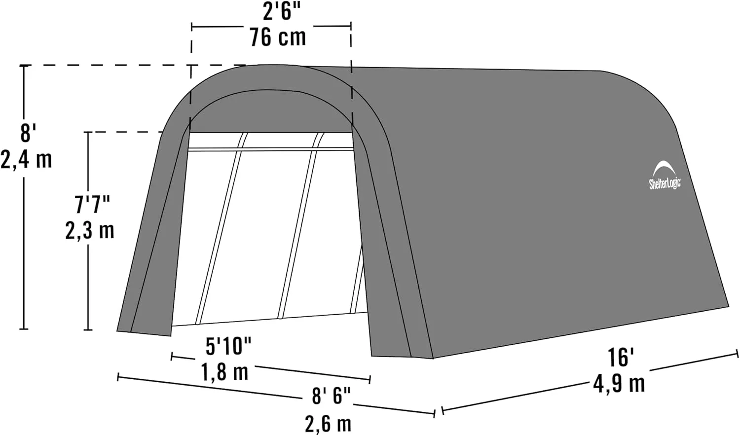 ShelterLogic 76824 Green 8'x16'x8' Round Style Shelter