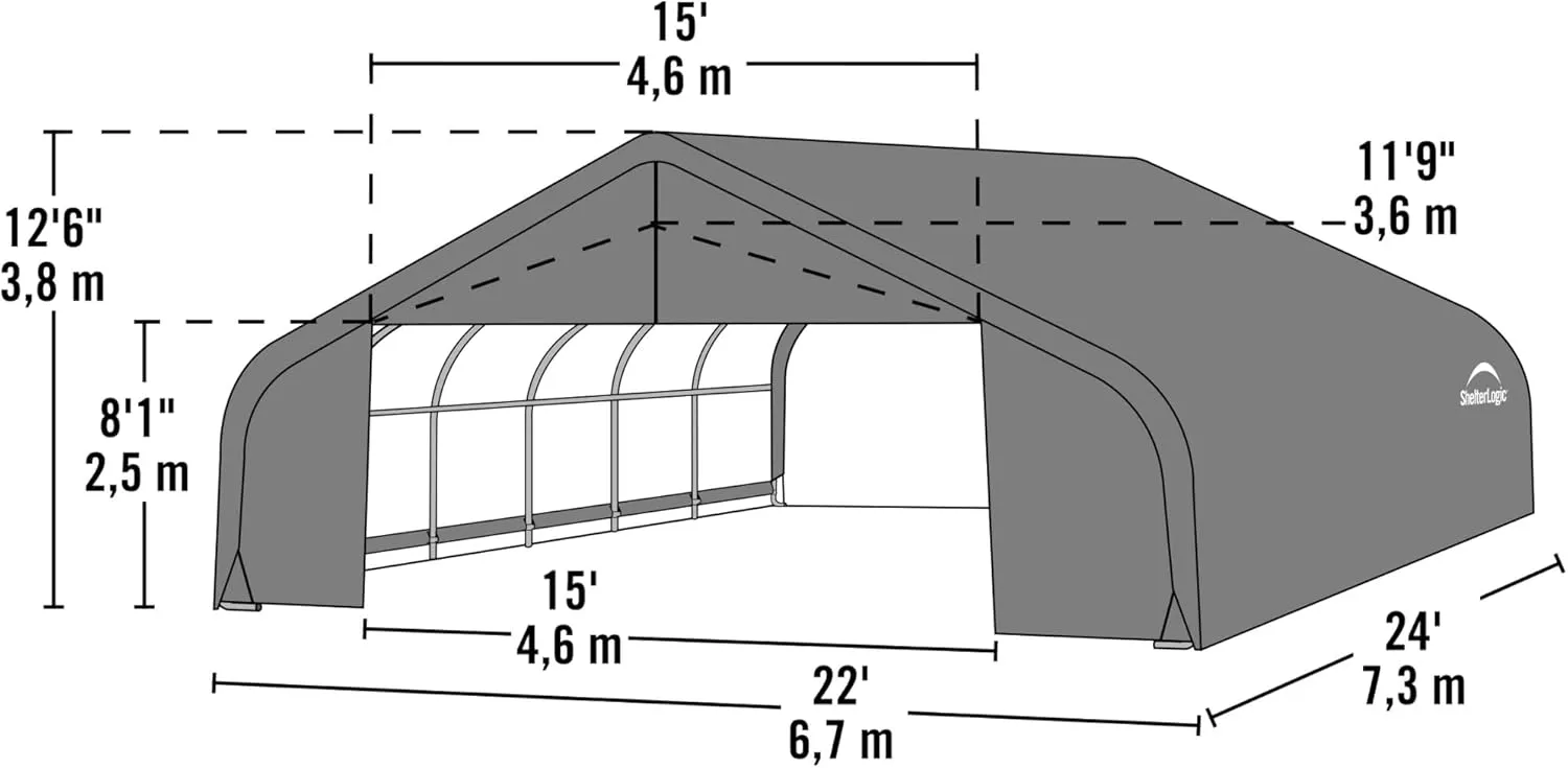 ShelterLogic 82143 Grey 22'x24'x12' Peak Style Shelter