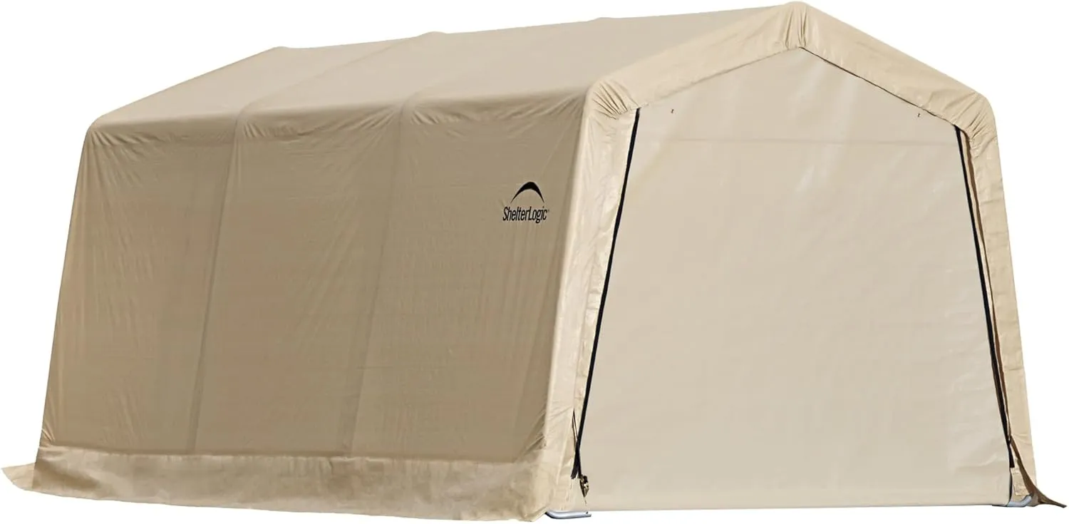ShelterLogic Peak Style Roof Instant Garage Carport Car Canopy with Steel Frame and Waterproof UV-Treated Cover