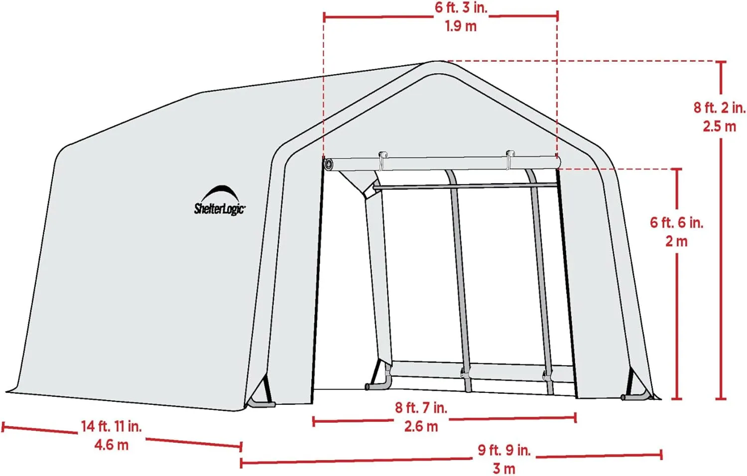 ShelterLogic Peak Style Roof Instant Garage Carport Car Canopy with Steel Frame and Waterproof UV-Treated Cover