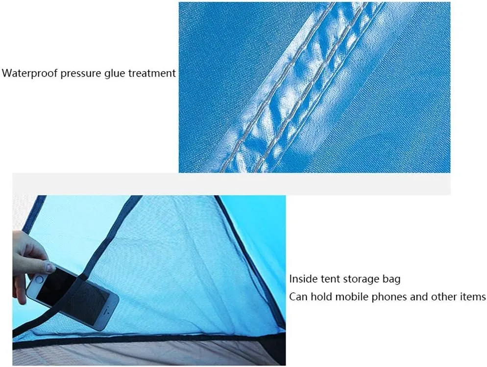 SHQ Tent Outdoor Double Camping Tent Double Layer Beach Tent Outdoor Travel Windproof Waterproof Awning Tent Ultralight Folding Yurt (Color : Blue)