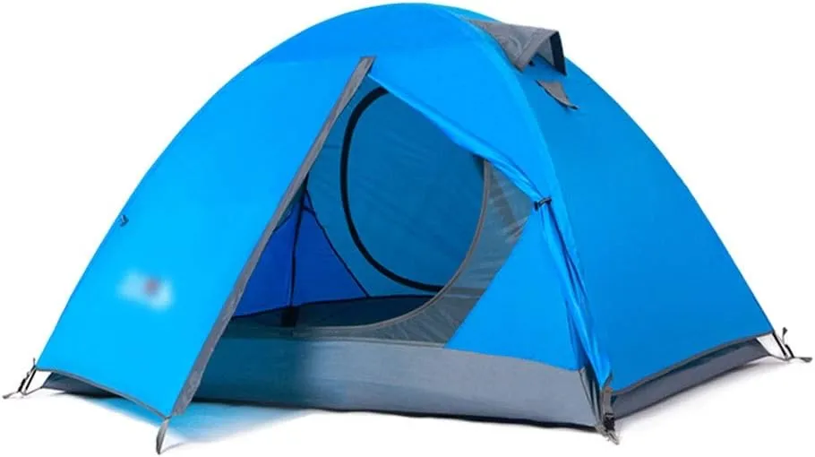 SHQ Tent Outdoor Double Camping Tent Double Layer Beach Tent Outdoor Travel Windproof Waterproof Awning Tent Ultralight Folding Yurt (Color : Blue)