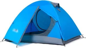 SHQ Tent Outdoor Double Camping Tent Double Layer Beach Tent Outdoor Travel Windproof Waterproof Awning Tent Ultralight Folding Yurt (Color : Blue)