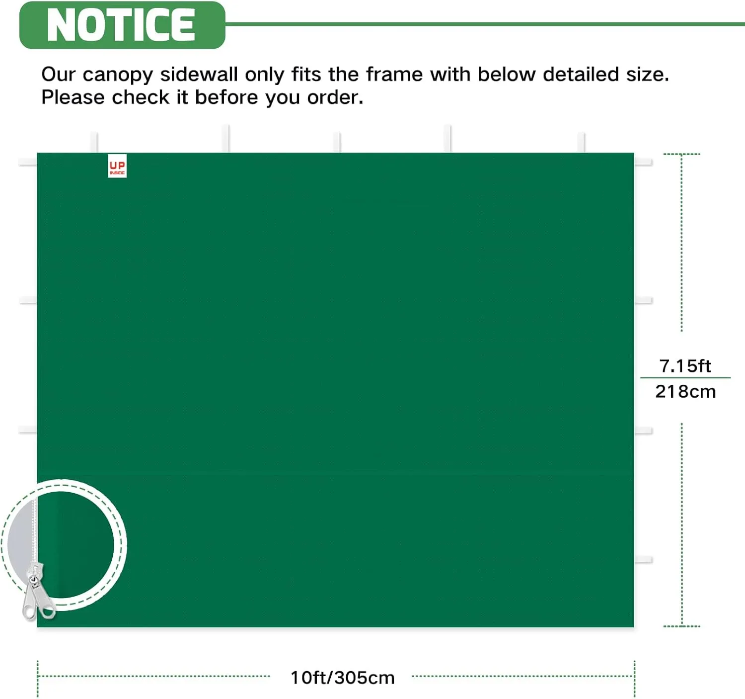 Sidewalls for 10x10 Pop Up Canopy, 210D Polyester Waterproof Canopy Sidewalls with UV Protection, Sunwall Only (Green, 10X10 3PCS)