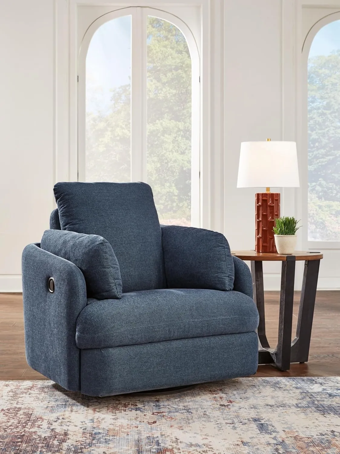 Signature Design by Ashley Modmax Contemporary Weather Resistant Manual Rocker Swivel Glider Recliner, Blue