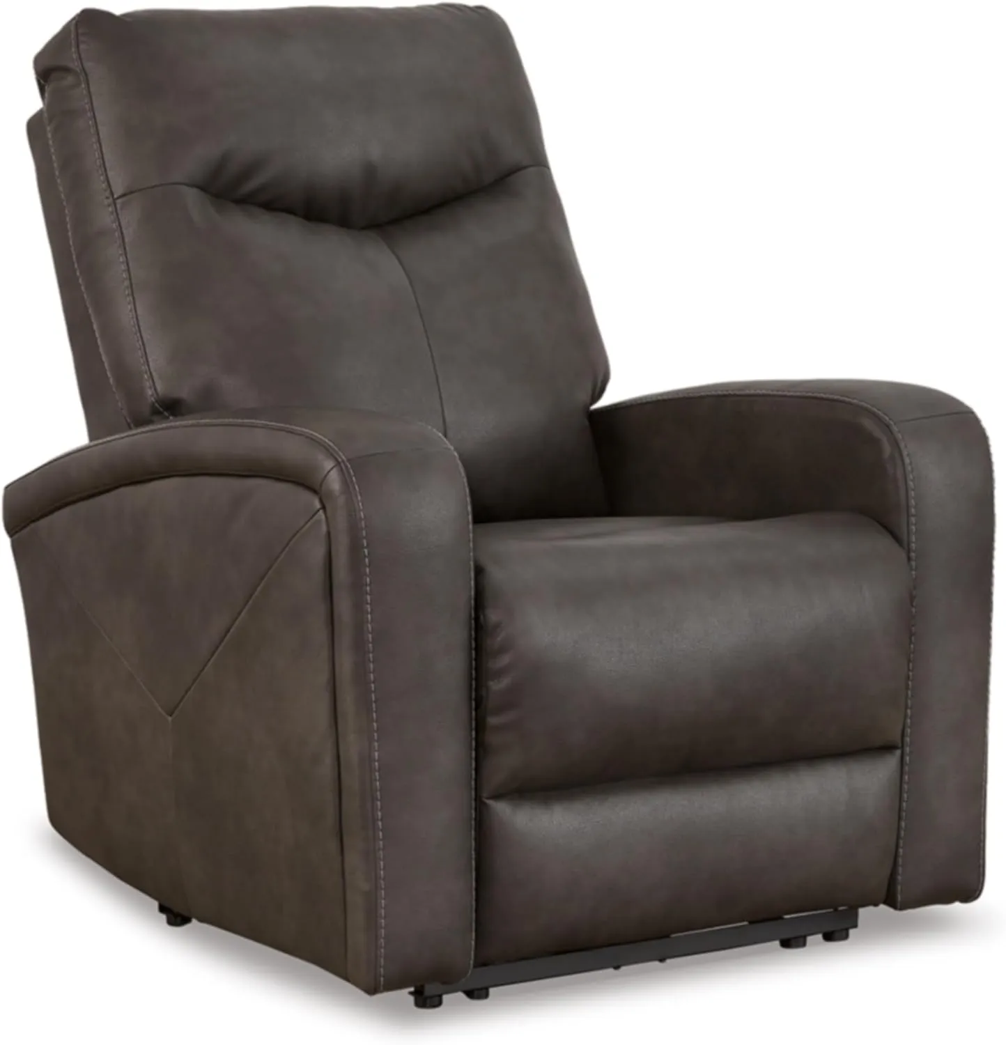 Signature Design by Ashley Ryversans Modern Faux Leather Wall Hugger Power Recliner with Adjustable Headrest with USB Ports, Dark Brown