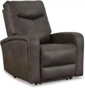Signature Design by Ashley Ryversans Modern Faux Leather Wall Hugger Power Recliner with Adjustable Headrest with USB Ports, Dark Brown