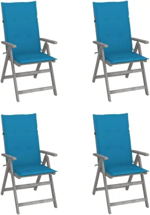 Sillas De Patio Camping Chair Kitchen Chairs Dining Room Chairs - Patio Reclining Chairs 4 pcs with Cushions Solid Acacia Wood for Beaches Garden Park Outside