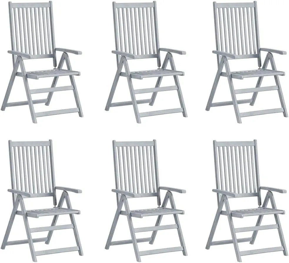 Sillas De Patio Camping Chair Kitchen Chairs Dining Room Chairs - Patio Reclining Chairs 6 pcs with Cushions Solid Acacia Wood for Beaches Garden Park Outside