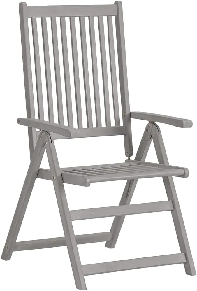 Sillas De Patio Camping Chair Kitchen Chairs Dining Room Chairs - Patio Reclining Chairs with Cushions 8 pcs Gray Acacia Wood for Beaches Garden Park Outside