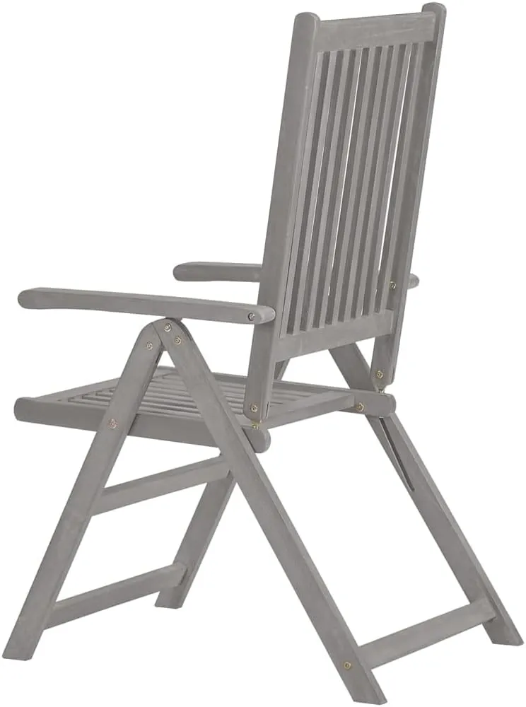 Sillas De Patio Camping Chair Kitchen Chairs Dining Room Chairs - Patio Reclining Chairs with Cushions 8 pcs Gray Acacia Wood for Beaches Garden Park Outside