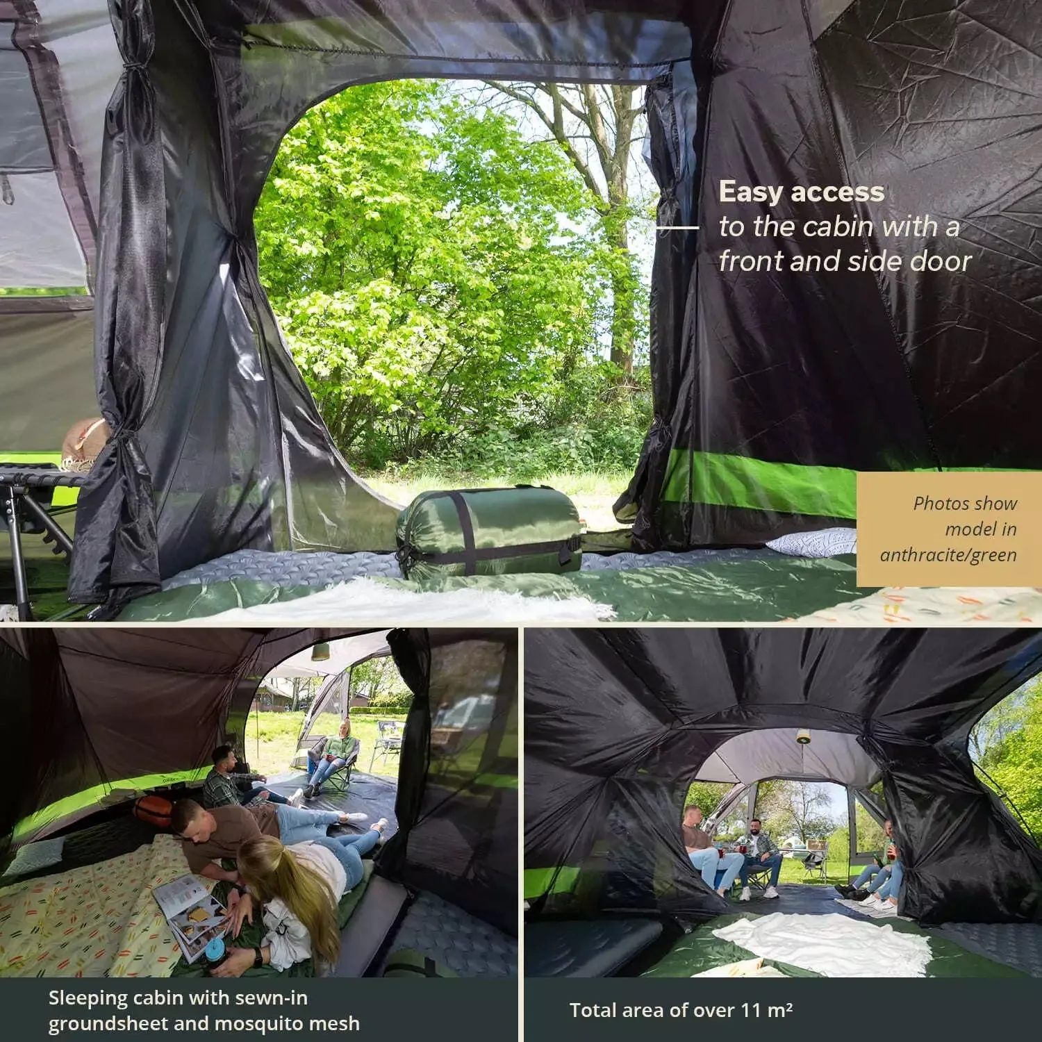 Skandika Kambo 4 Tent Tunnel 4 Person in Blue with Black Trim (SKA0038)
