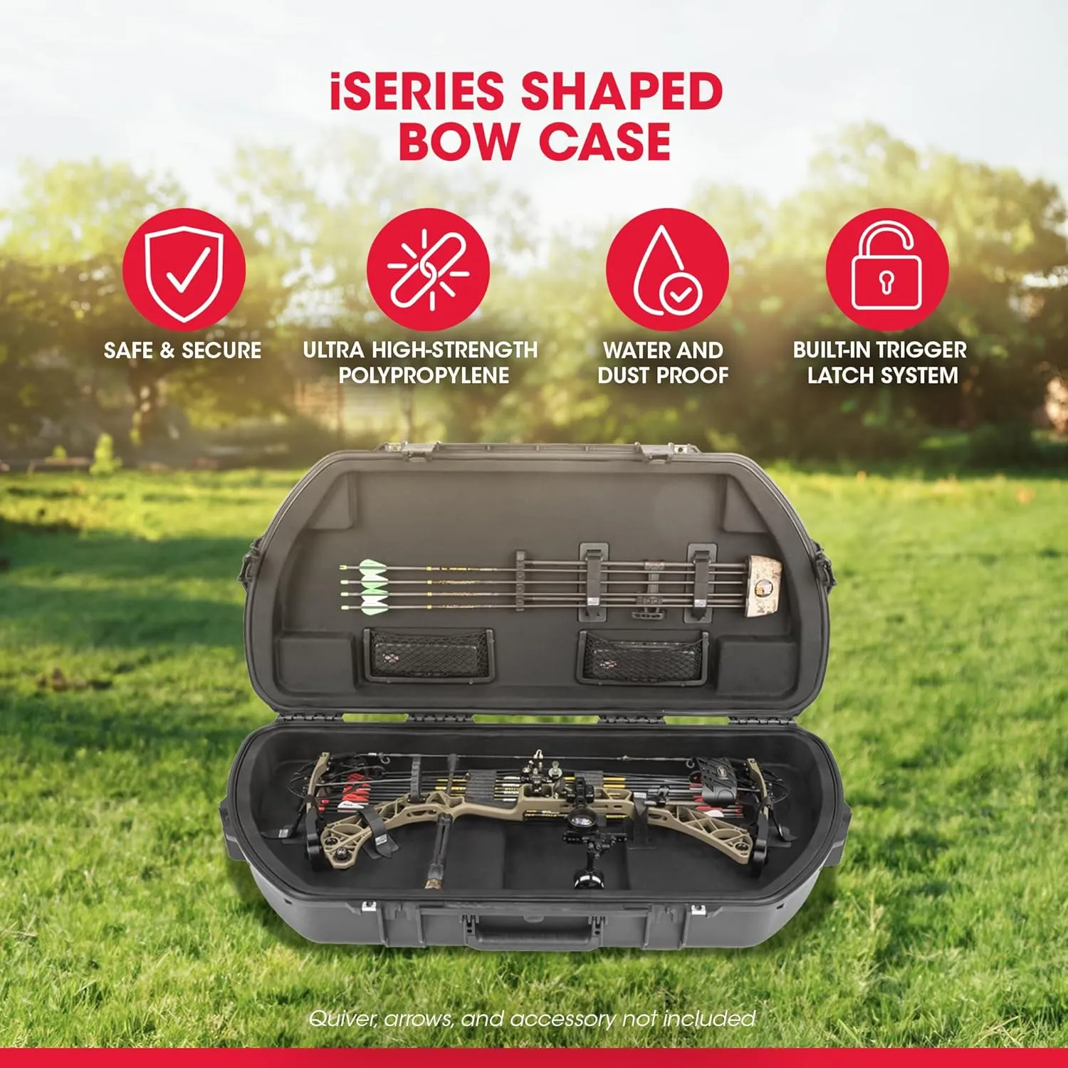 SKB Hard Protective Storage Case for Archery Bow and Arrows, iSeries Shaped Bow Case - Quiver Holder and Gear Box for Hunting Accessories