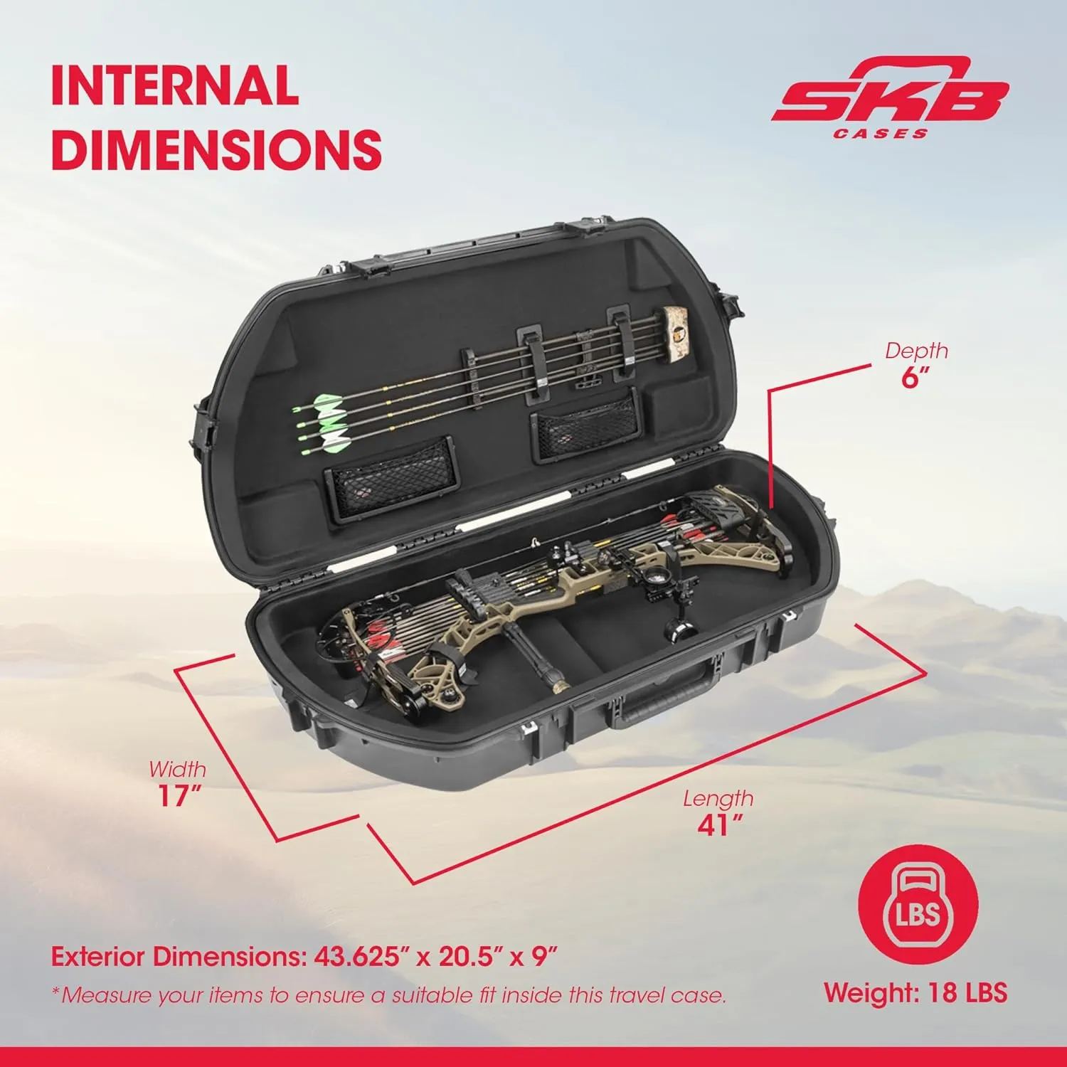 SKB Hard Protective Storage Case for Archery Bow and Arrows, iSeries Shaped Bow Case - Quiver Holder and Gear Box for Hunting Accessories