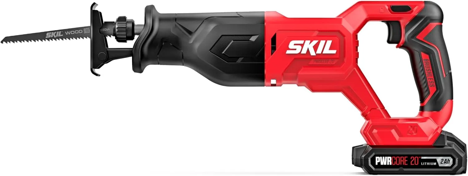 SKIL PWRCORE 20V Brushless Reciprocating Saw Kit Including 2.0Ah Battery and Charger-RS5870B-10