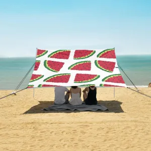 Slice of Watermelon Cartoon Beach Canopy Tent Anti-UV & Wind Resistant, Camping Sun Shelter Easy Setup Portable,Outdoor Shade Tents with Sandbags,Sand Shovels,Ground Pegs & Stability Poles