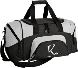 SMALL Personalized Gym Bag Monogrammed Duffel Bag Custom Printed Initial Black