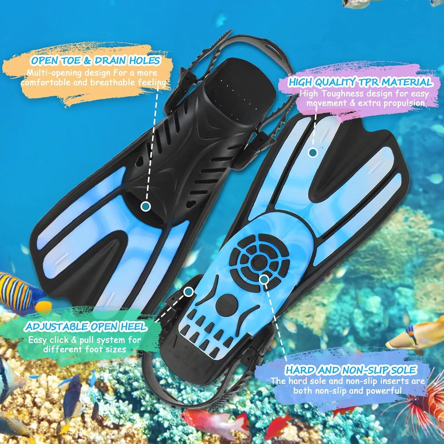 Snorkeling Gear for Kids Ages 6-14, 4 in 1 Kids Mask Fins Snorkel Set with Panoramic View Anti Fog Mask, Dry Top Snorkel, Trek Fins and Travel Bag, Kids Snorkel Set for Youth Teens Junior