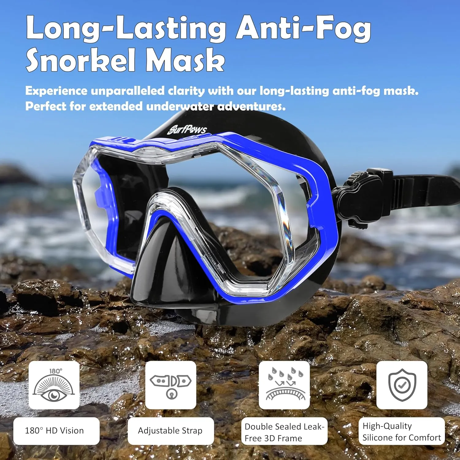 Snorkeling Gear Set - Adjustable Short Fins, Anti-Fog Mask, 3-Piece Dry Top Snorkel, Travel Size with Gear Bag for Adults, Men, Women, Swimming, Diving, Snorkeling