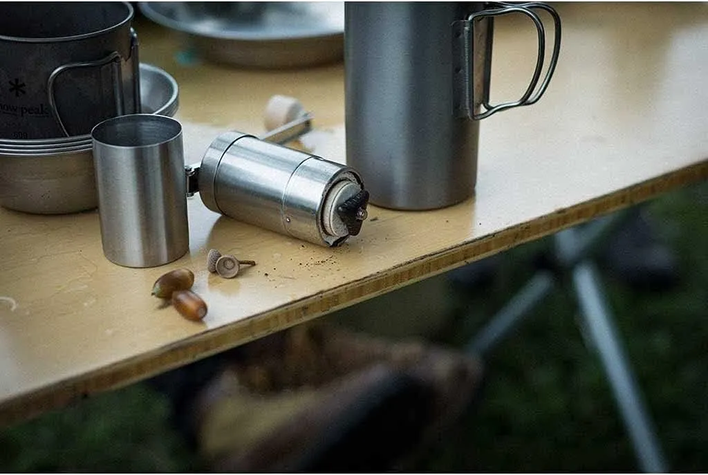 Snow Peak Field Barista Coffee Grinder, Stainless Steel, Manual, Adjustable Ceramic Burr, Durable, Portable, Camping