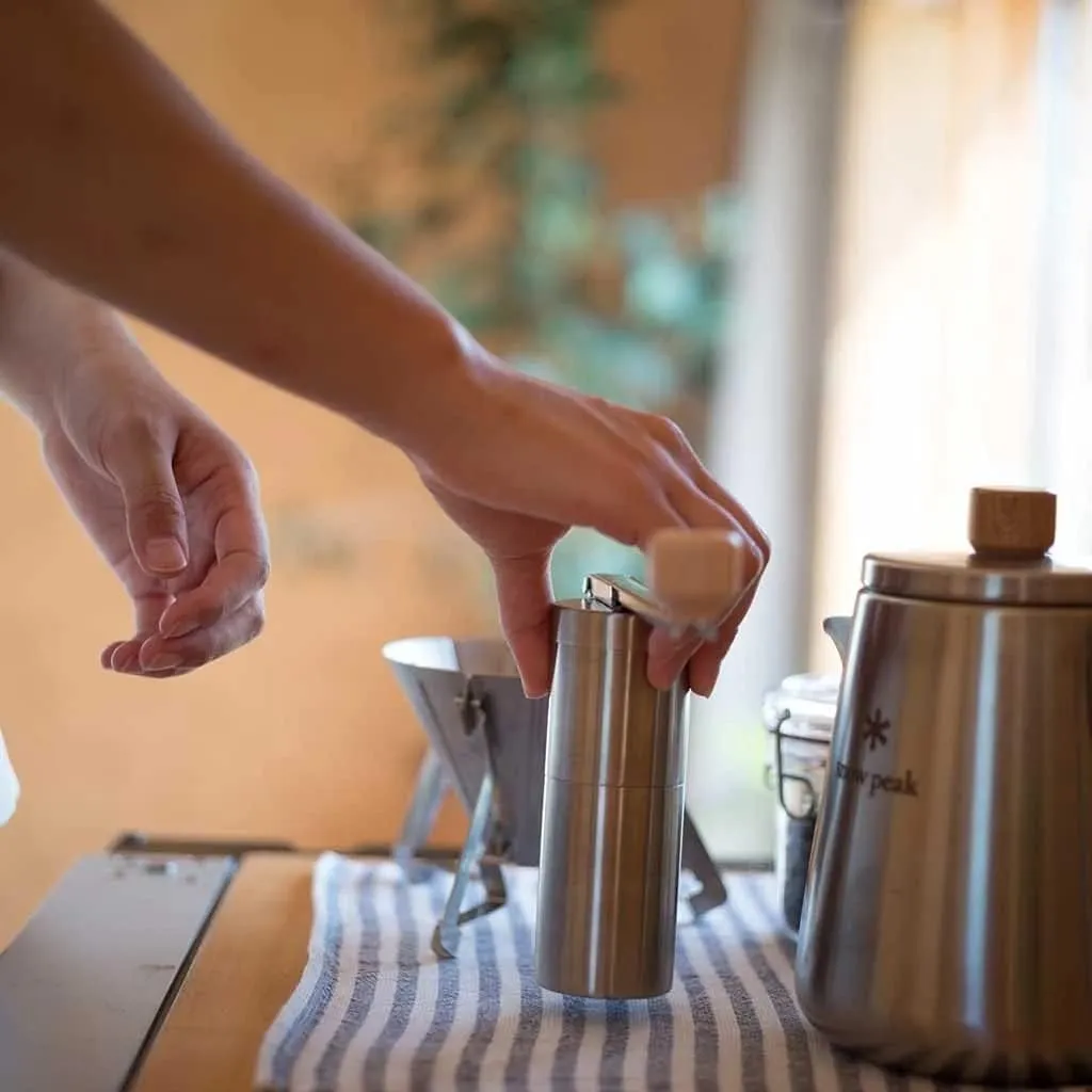 Snow Peak Field Barista Coffee Grinder, Stainless Steel, Manual, Adjustable Ceramic Burr, Durable, Portable, Camping