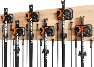 Snowboard, Ski, and Skateboard Wall Mount Rack – Multi-Purpose Garage Wall Storage Holder | Space-Saving Clamp Organizer for Skate Decks, Hockey Sticks, Ski Poles, Shovels, and More