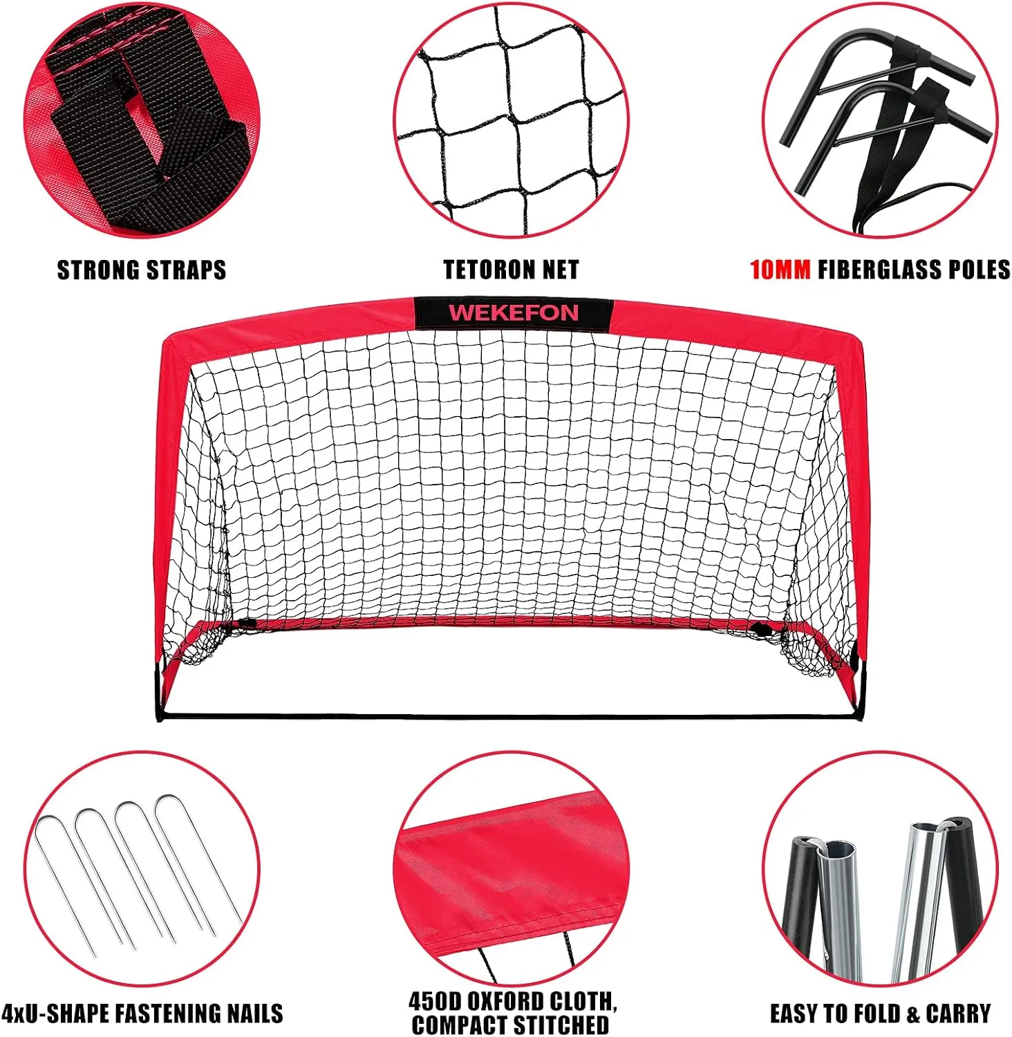 Soccer Goal 5' x 3.1' Portable Soccer Net with Carry Bag for Backyard Games and Training for Kids and Youth Soccer Practice, 1 Pack