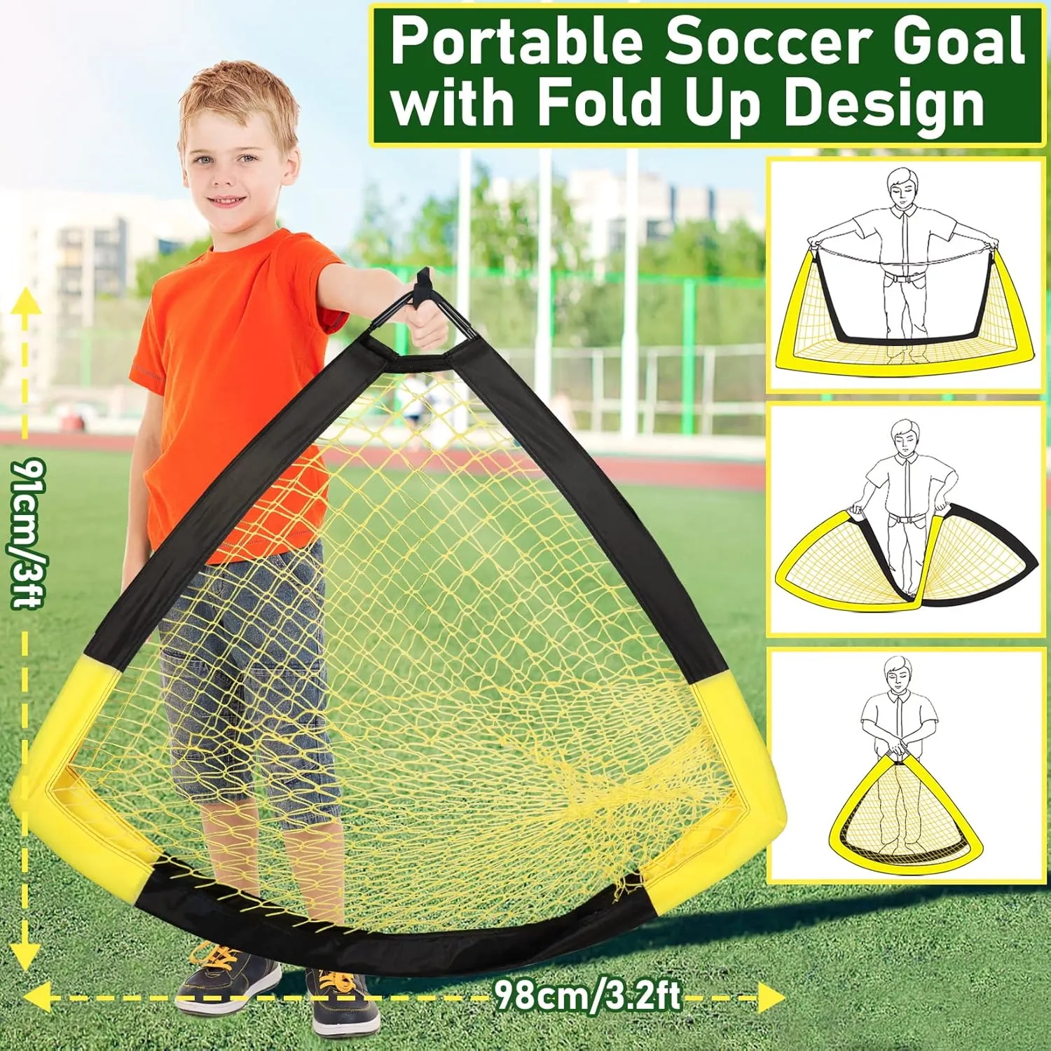 Soccer Goal Pop Up Foldable Soccer Net for Backyard 7x5FT,5x3.6FT,4x3FT,3x2.2FT