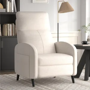 Softa Recliner Chair for Adults, Small Fabric Reclining Chair with Side Pockets, Adjustable Home Theater Seating Modern Armchair with Extended Footrest for Living Room, Beige