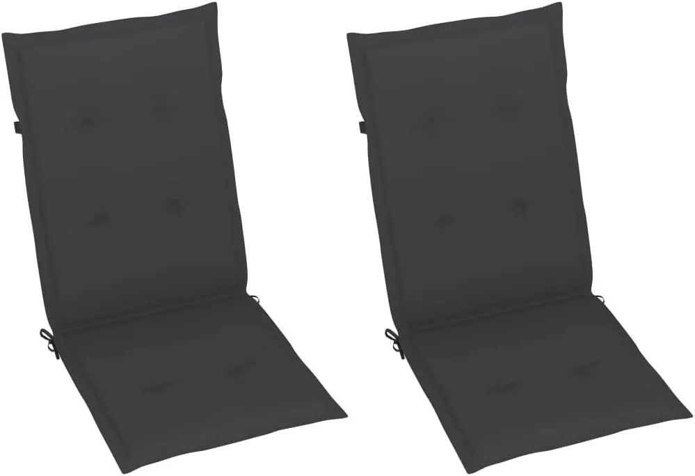 Solid Acacia Wood Patio Reclining Chairs 2-Piece Set with Cushions, Adjustable Backrest Outdoor Lounge Chairs for Backyard, Poolside, Gray Wash Finish