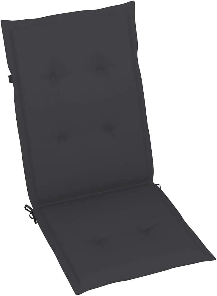 Solid Acacia Wood Patio Reclining Chairs with Adjustable Backrest & Anthracite Cushions 2 PCS Set, Foldable Outdoor Lounge Furniture for Poolside Backyard Sunbathing